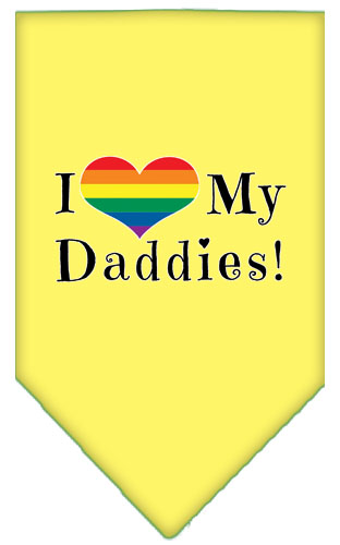 I Heart my Daddies Screen Print Bandana Yellow Large